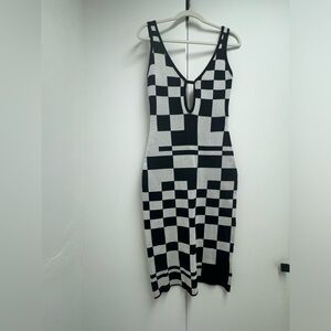 Black and White Checkered Stretch Dress